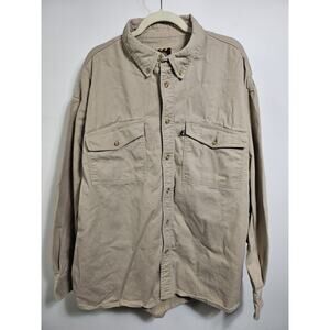 JUSTIN Original WorkWear Men's Beige Tan Long Sleeve Denim Heavy Work Shirt 2XL